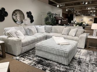 Plush 3 Piece Stupendous Sectional w/Cozy seating & Feather blend cushions