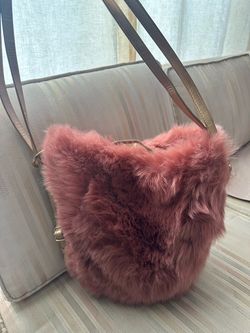 Pink Faux Fur Bucket Shoulder Bag