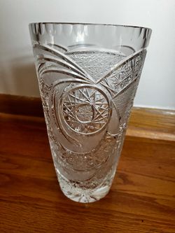 Large 10 in tall crystal vase Poland