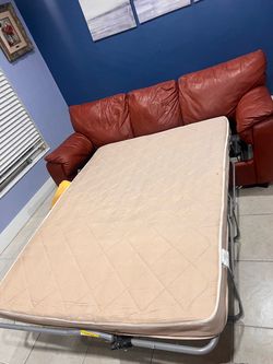 Natuzzi Italsofa Italian Leather Sleeper Sofa + Mattress