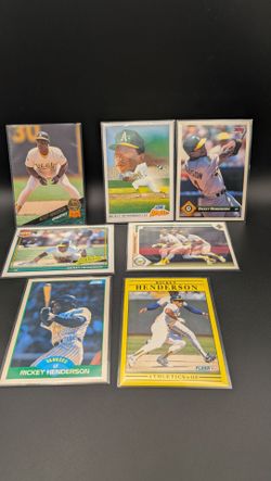 Rickey Henderson Baseball Card Lot (7 Cards)