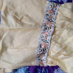 Vintage 60s-70s Lemon Yellow Homemade Maxi Dress