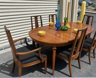 Vintage Dining Set - Table, Leaf and 6 Chairs