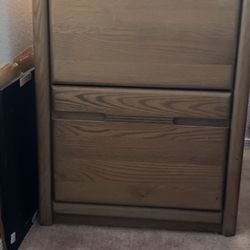 Solid Oak 2 Drawer File Cabinet 