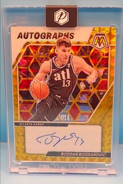 BOGDAN BOGDANOVIC 2023-24 PANINI MOSAIC #AM-BOG MOSAIC PRIZM AUTO HAWKS Gold /10