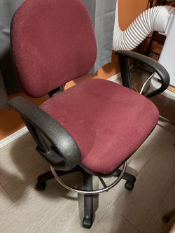 Burgundy Fabric Office Chair with Armrests