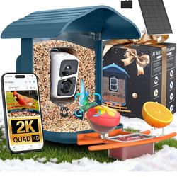birdsnap® PAV-Bird Feeder with Camera,2K HD with 64GB Card, AI Identify Smart Bird House Cam Solar Panel,Live Stream,Motion Detection,Auto Record Vide
