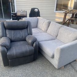 Sofa / couch and recliner / couch has down feather backing and feet as well. 