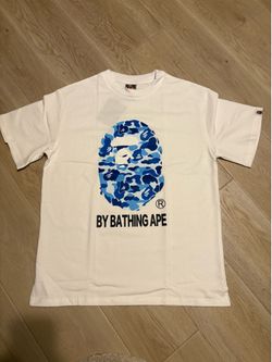 A white on blue camouflage Bape shirt
