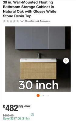 30-Inch Wall-Mounted Floating Bathroom Vanity Cabinet