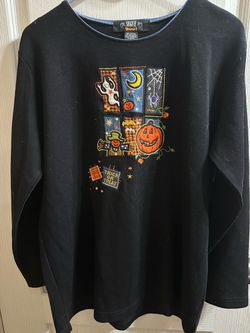 Segue Boo Long Sleeve Black Thin Halloween Sweater SMALL