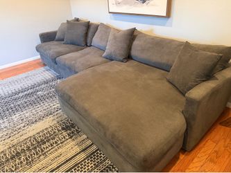 L-Shaped Sofa Charcoal Grey Fabric 141”