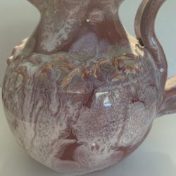 Dryden Pink Mauve Drip Pitcher Vase w/Handle Studio Pottery