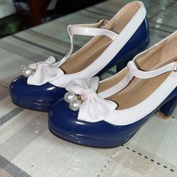 Women Bow Platform Mary Jane Pumps Round Toe High Heels Shoes