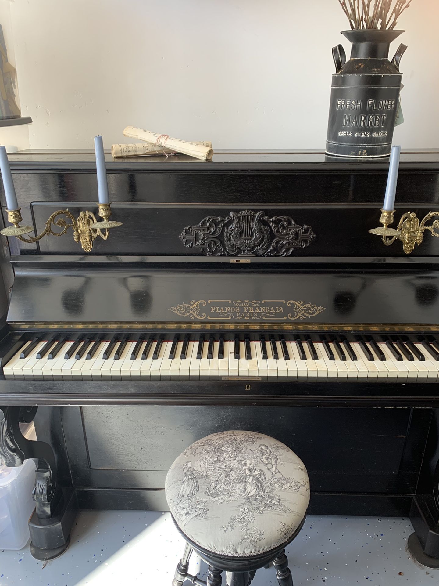 Parisian Antique Candelabra Piano