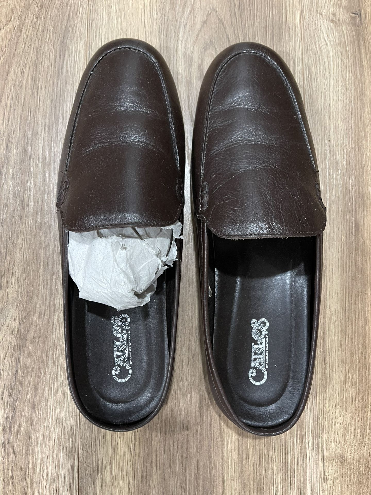 Carlos Santana Chocolate, Leather Slides Men’s 11