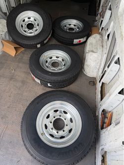 ALLIED WHEEL 20 8 Spoke Rim 16X6 8X165.1 Offset O Galvanized (Quantity of 4) and tires 225/75/16 Goodyear endurance rsa commercial 10ply