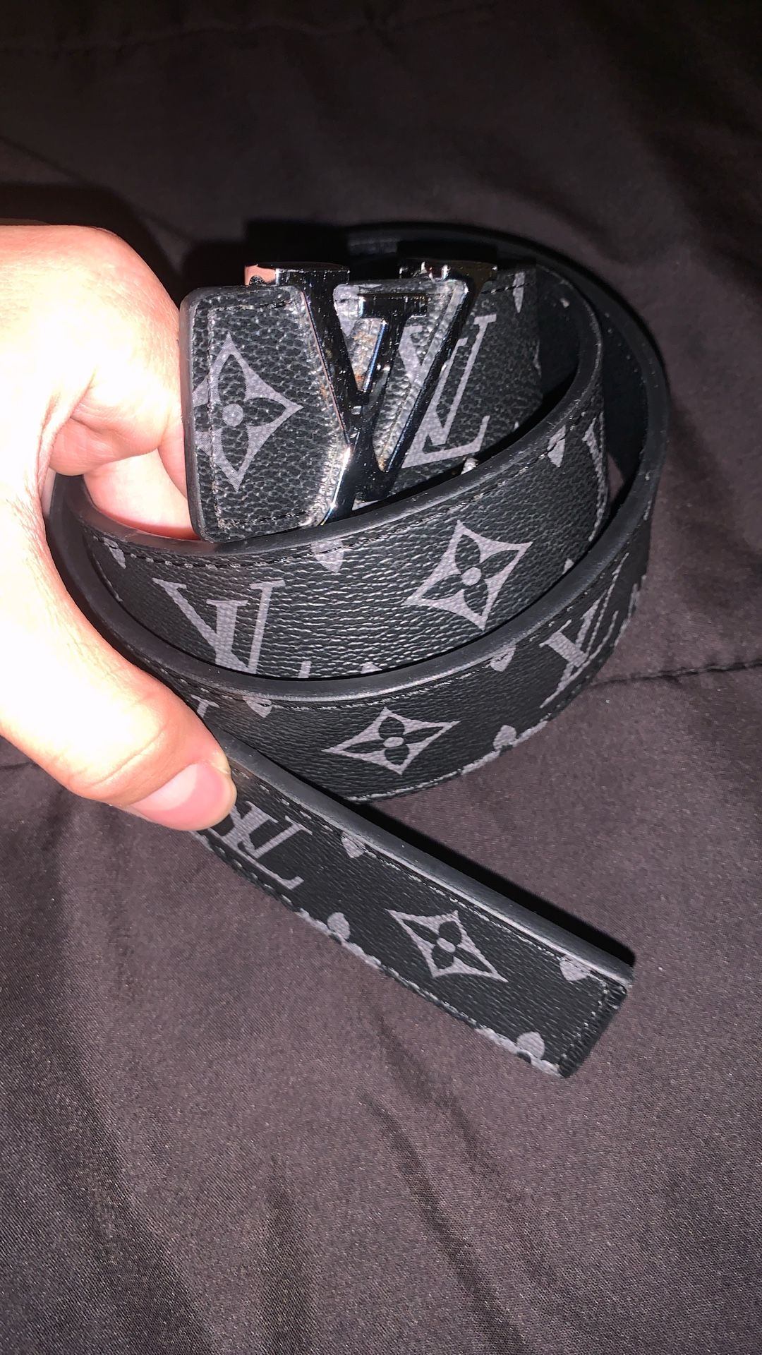 LOUIS VUITTON Monogram Eclipse LV Initials Reversable 40mm Belt