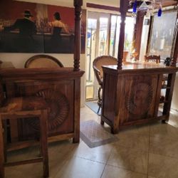 Tres Amigos Solid Wood Bar W/ Chairs