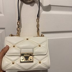 Michael kors crossbody purse white and gold