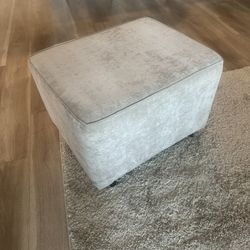 Taupe Gray Velvet Upholstered Ottoman