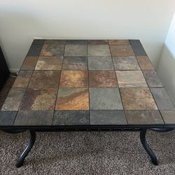 Stone Top Metal Coffee Table - Indoor/Outdoor with removable tiles 