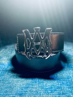 Silver-buckled black AMR Belt 38 - 42