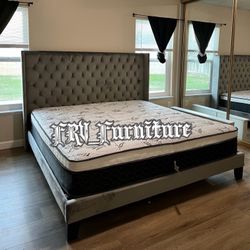 New King Bed Frame With Mattress 