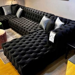 Chesterfield Style Velvet Double Chaise Tufted Sectional Color Options Mention Jon Green to the staff to confirm this price/offer! 🔥
