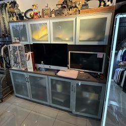 Modern Office Desk & Storage Cabinet Set – Great Condition