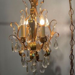 Antique Italian Plug-in Tole Chandelier