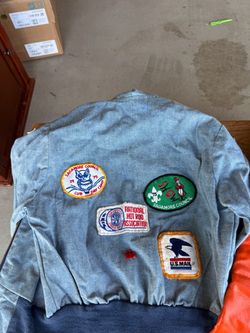 Vintage Denim Jacket with Patches & Vintage leather jacket