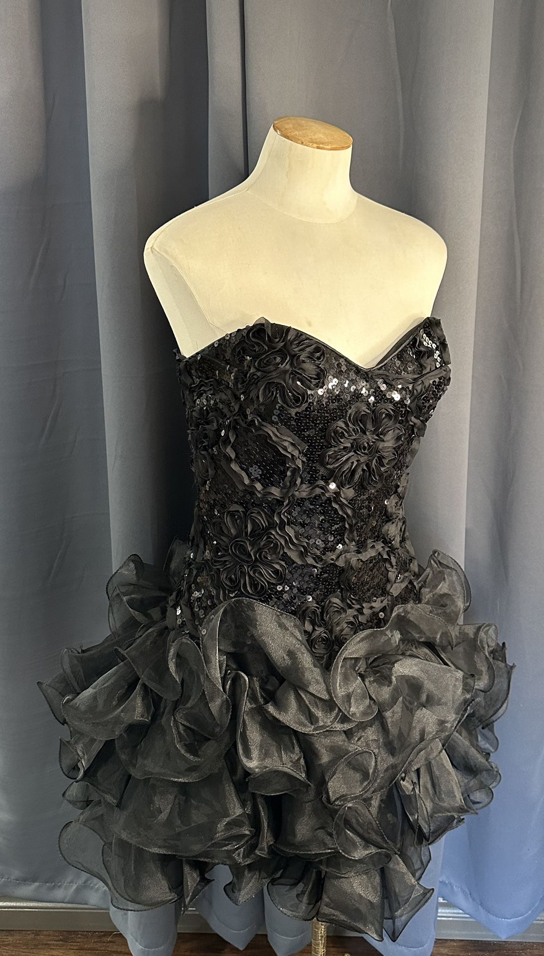 Black Ruffled Cocktail Dress