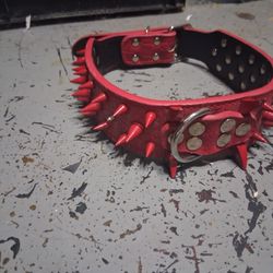 Heavy Duty Dog Collar - Studded Red