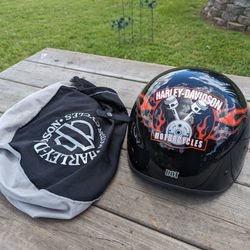 Harley-Davidson Motorcycle Helmet with Flames Design - XL Size

