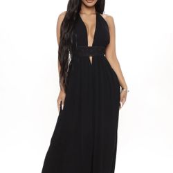 Fashion Nova Call Me Later Wide Leg Jumpsuit Sz. S - Black