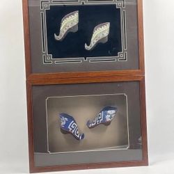 Framed Antique Chinese Lotus Shoes (Pair) – Shadow Box Display 17” x 13”