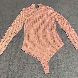 Bodysuit dusty rose + gold sequin 