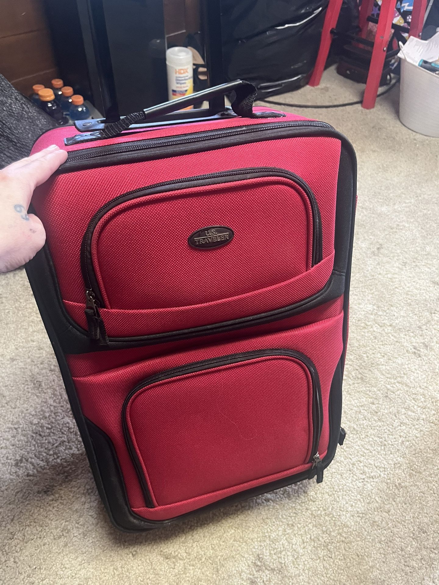 Red Suite Case and carry on bag
