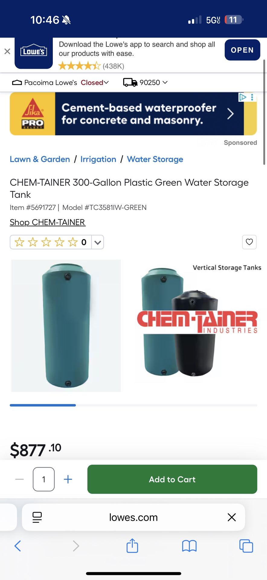 300 Gallon Water Tank