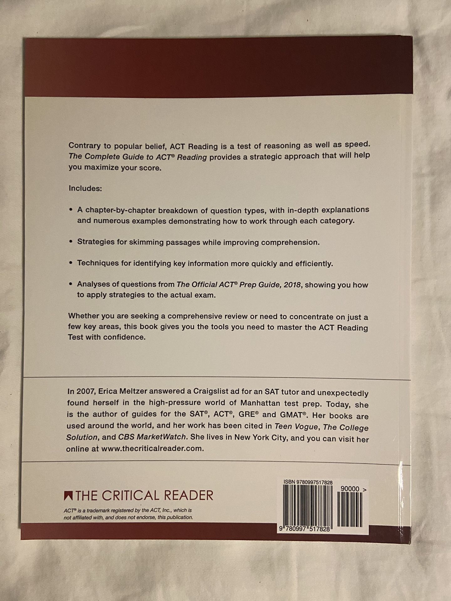 ACT Reading Book, Erica L. Metlzer