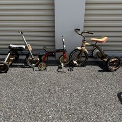Weight Bench And Weights Also Three Classic Tricycles 