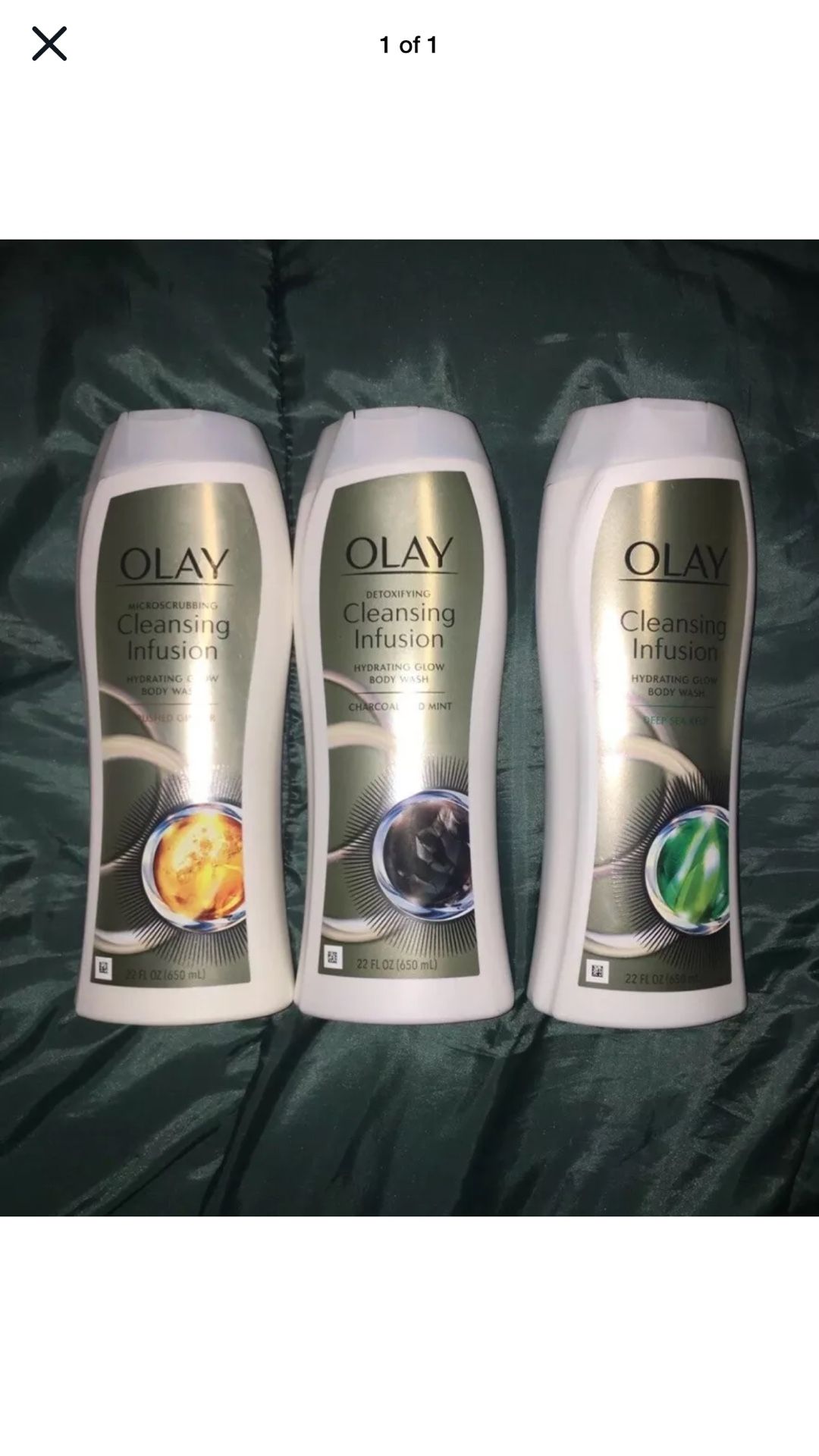 Lot of 3 Olay Hydrating Glow Detoxifying Microscrubbing Deep Sea Kelp Body Wash