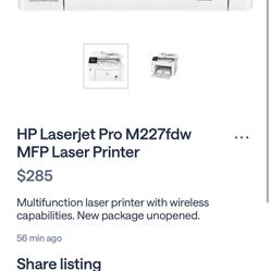 HP Laserjet Pro M227fdw MFP Laser Printer $285