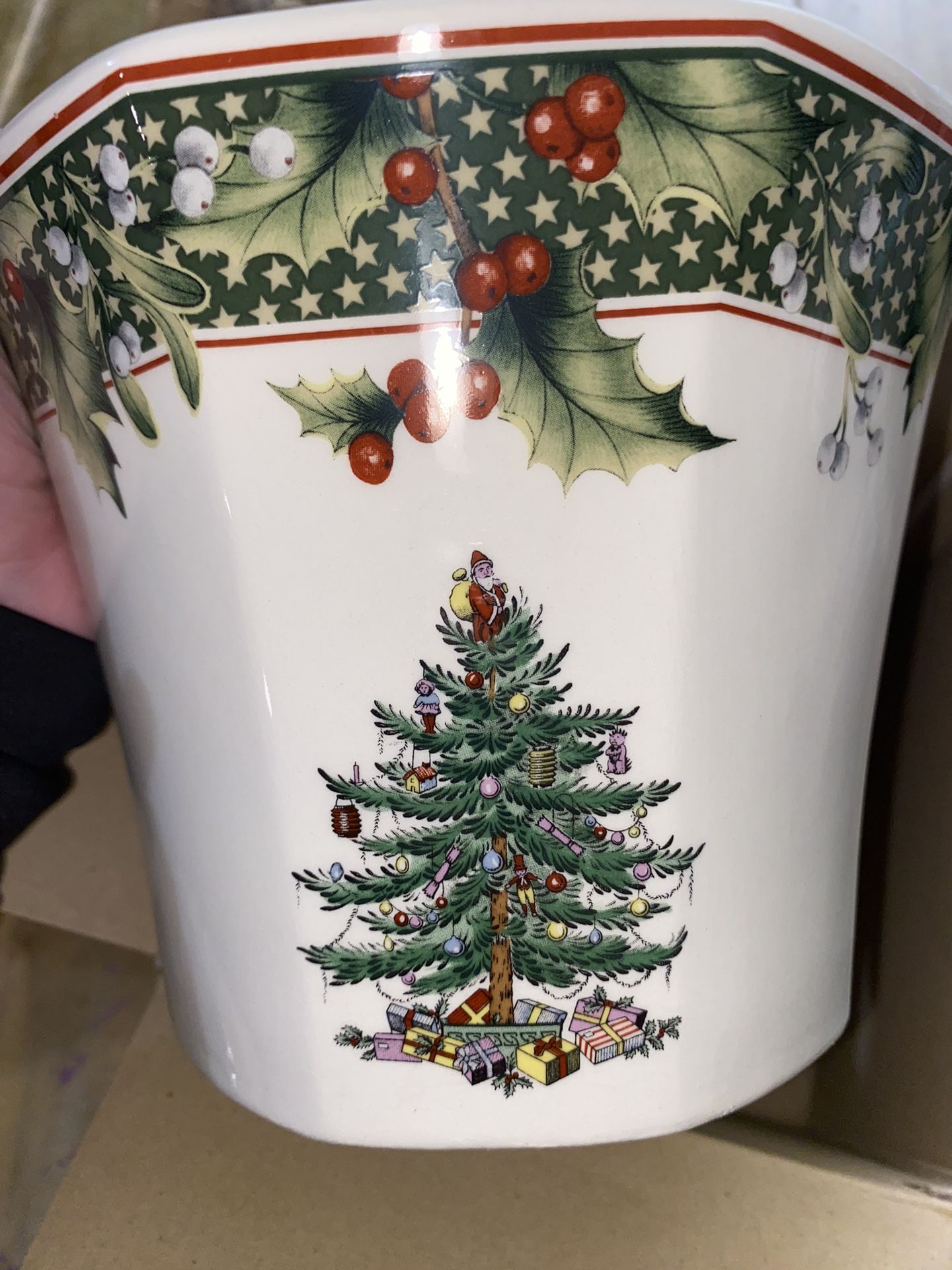 SPODE CHRISTMAS TREE POISETTA FLOWER POT STAR BORDER 2006 COLLECTION
