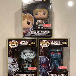 Darth Vader Luke Skywalker & Stormtrooper Retro Funko Pop Set Target Exclusive Star Wars 453 455 with protector 456 Anakin