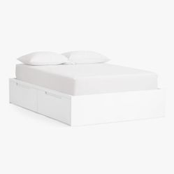 West Elm Arlen Storage Bed, Full, Simply White + Mattress