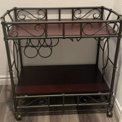 Bombay Bar Cart With 5 Bottle Wine Rack And Wine Glass Racks In Espresso 
