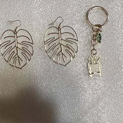 Plant Bracelet, Keychain And Earring Jewelry Set ( Fashion Jewelry)