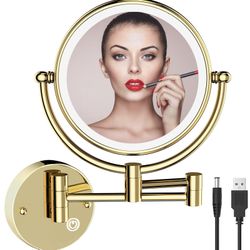 Lighted Makeup Mirror Wall Mounted, Bathroom 8" Extendable